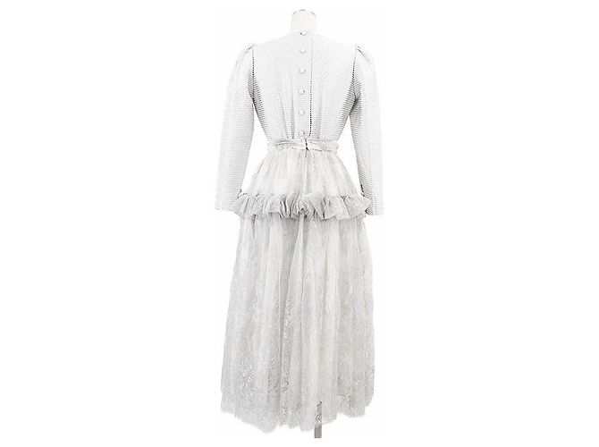 Christian Dior Boutique Wollmischungs-Langes Kleid Silber - Ansicht 5