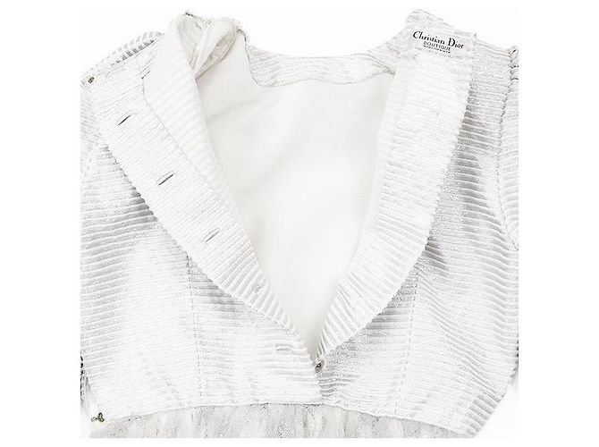 Christian Dior Boutique Wollmischungs-Langes Kleid Silber - Ansicht 7