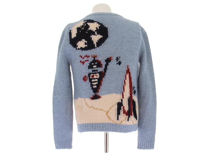 Saint Laurent Robot Pullover Blau Wolle - Ansicht 2