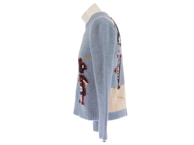 Saint Laurent Robot Pullover Blau Wolle - Ansicht 3