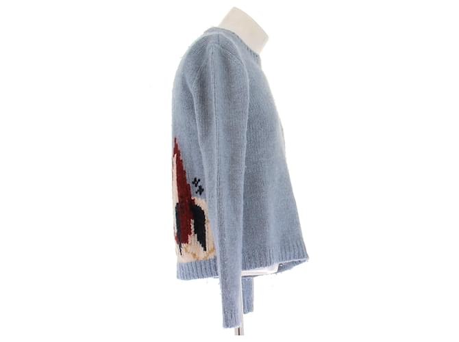 Saint Laurent Robot Pullover Blau Wolle - Ansicht 4