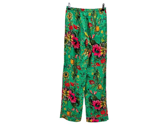 Autre Marque Pantalón verde con estampado floral - vista 2
