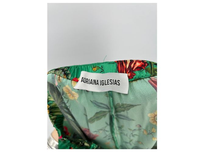 Autre Marque Pantalón verde con estampado floral - vista 3
