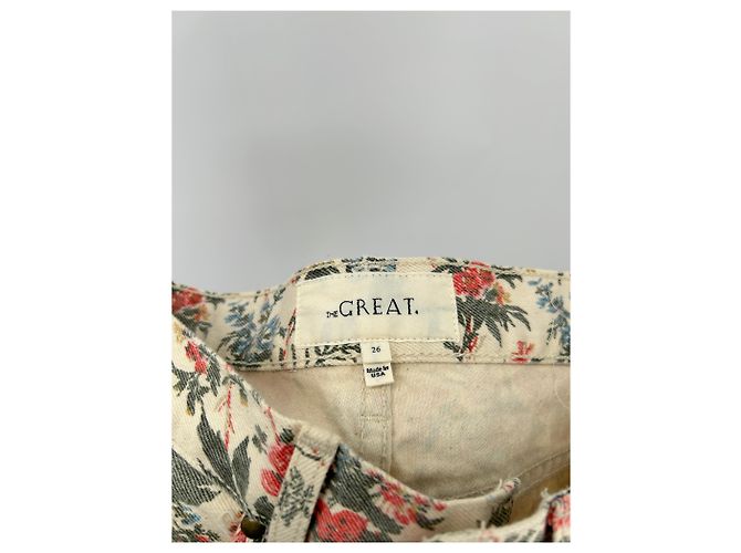 Autre Marque Vaqueros de denim con estampado floral beige THE GREAT - vista 3