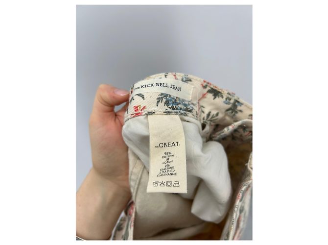 Autre Marque Vaqueros de denim con estampado floral beige THE GREAT - vista 4