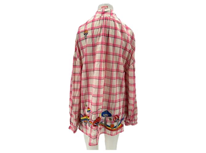 Autre Marque Rosa karierte Bluse mit Patchwork Pink - Ansicht 2