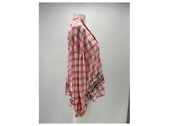 Autre Marque Rosa karierte Bluse mit Patchwork Pink - Ansicht 3