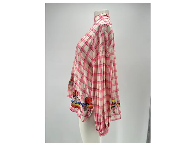 Autre Marque Rosa karierte Bluse mit Patchwork Pink - Ansicht 4