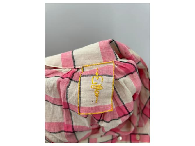 Autre Marque Rosa karierte Bluse mit Patchwork Pink - Ansicht 5