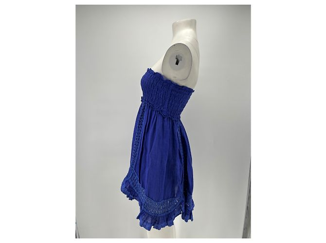 Autre Marque SUNDAY Trägerloses blaues Leinenkleid Größe S - Ansicht 3
