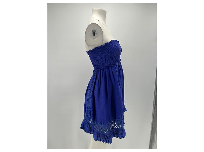 Autre Marque SUNDAY Trägerloses blaues Leinenkleid Größe S - Ansicht 4