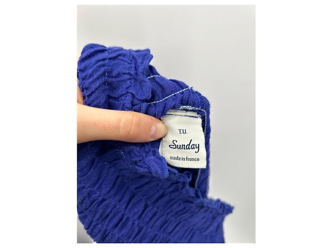 Autre Marque SUNDAY Trägerloses blaues Leinenkleid Größe S - Ansicht 5
