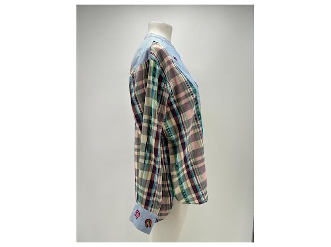 Autre Marque Karo- und Patchwork-Bluse Blau - Ansicht 4