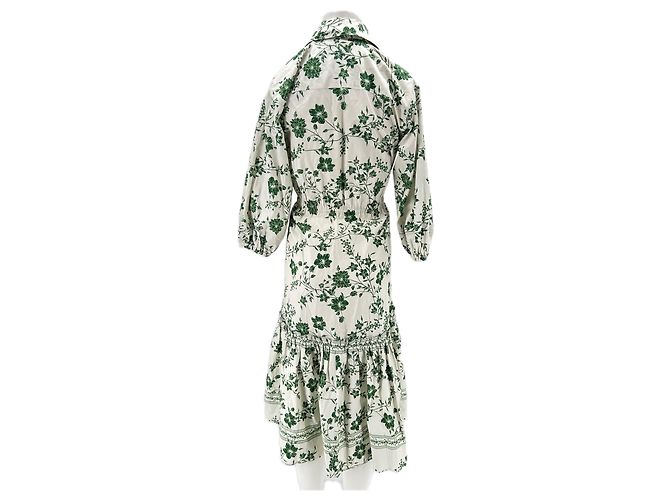 Autre Marque Weißes Kleid mit grünen Blumen - Ansicht 2