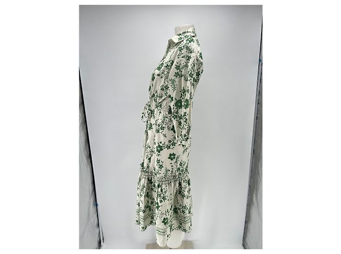 Autre Marque Weißes Kleid mit grünen Blumen - Ansicht 3