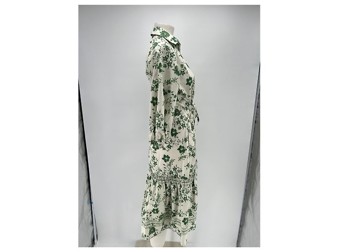 Autre Marque Weißes Kleid mit grünen Blumen - Ansicht 4