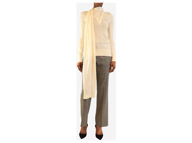 Totême Strickoberteil mit drapierter Schal in Creme - Größe XS Roh - Ansicht 3