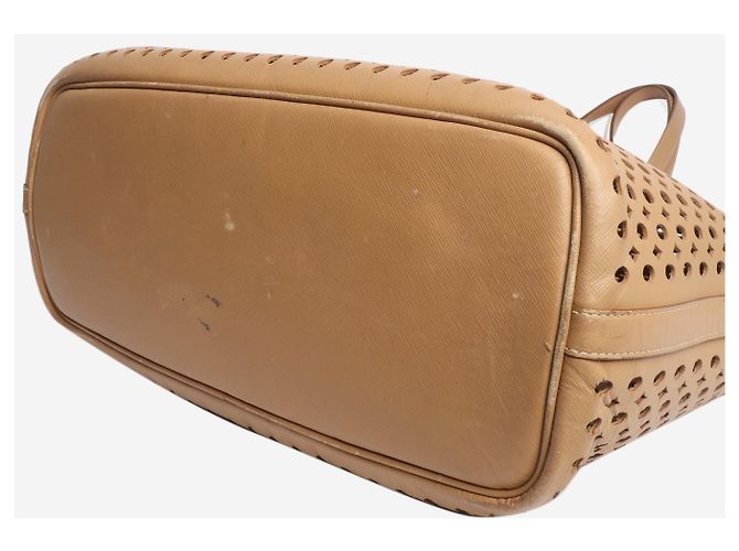 Prada Brauner Leder-Tote-Bag mit Laserschnitt - Größe - Ansicht 4