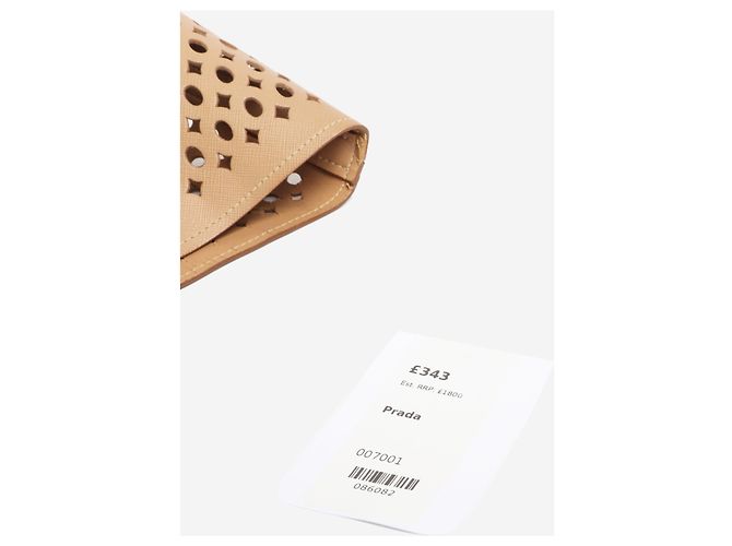 Prada Brauner Leder-Tote-Bag mit Laserschnitt - Größe - Ansicht 8