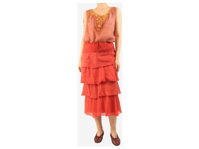 Autre Marque Falda roja con volantes - talla L - vista 2