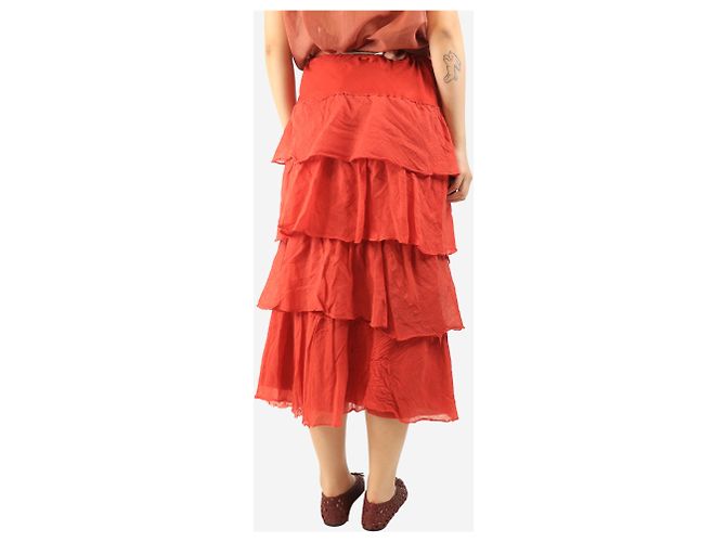 Autre Marque Falda roja con volantes - talla L - vista 3