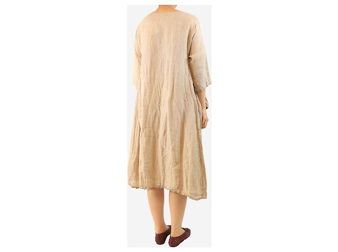 Autre Marque Oversized-Kleid aus Leinen in Haferfarbe - Einheitsgröße - Ansicht 2
