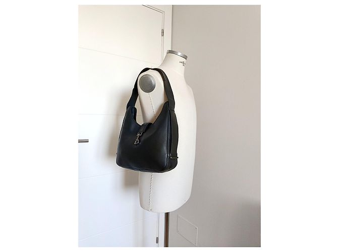 Gucci Jackie Borsa a Tracolla in Pelle Nera Nero - vista 16