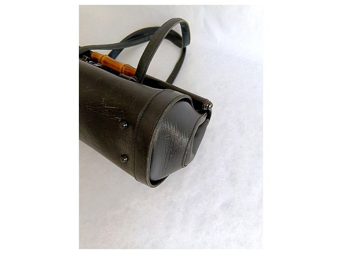 Gucci Bamboo Borsa a Mano in Pelle Nera Nero - vista 11