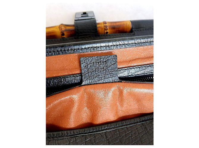 Gucci Bamboo Borsa a Mano in Pelle Nera Nero - vista 15