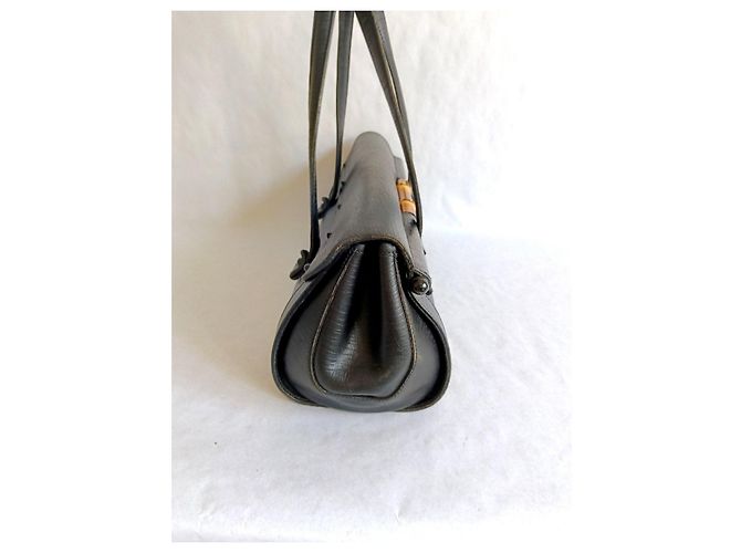 Gucci Bamboo Borsa a Mano in Pelle Nera Nero - vista 4