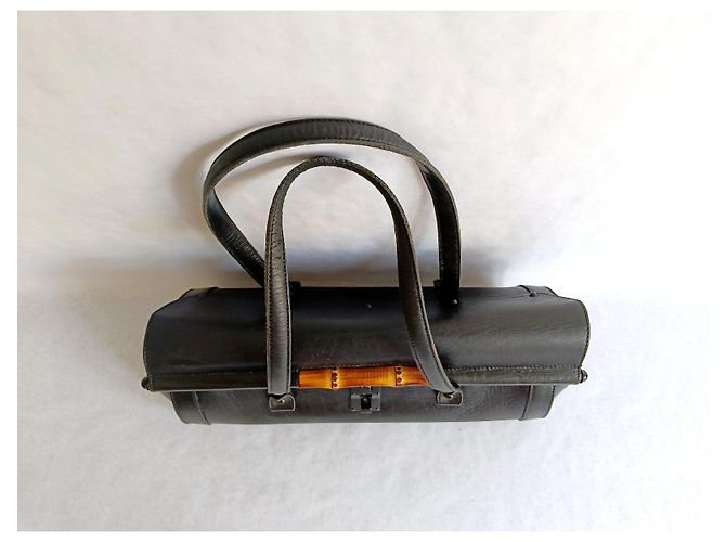 Gucci Bamboo Borsa a Mano in Pelle Nera Nero - vista 5