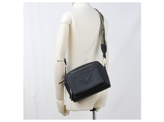 Borsa a tracolla in pelle Saffiano da uomo Prada Nero - vista 10