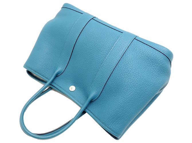 Hermès Borsa Tote Hermes Garden Party TPM X Stamp Blu Blu chiaro - vista 4