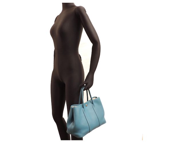 Hermès Borsa Tote Hermes Garden Party TPM X Stamp Blu Blu chiaro - vista 9