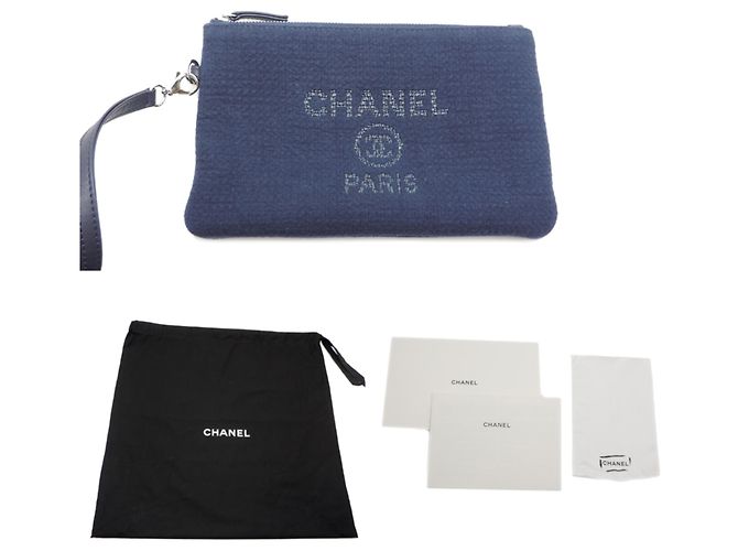 Chanel Deauville MM Schultertasche Marineblau - Ansicht 10