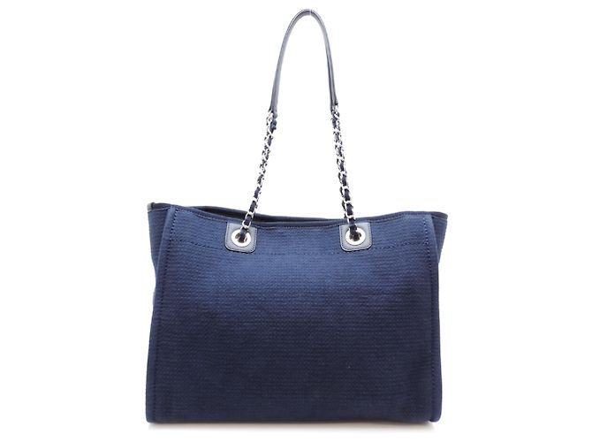 Chanel Deauville MM Schultertasche Marineblau - Ansicht 2