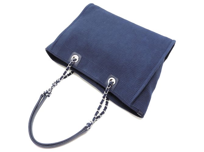 Chanel Deauville MM Schultertasche Marineblau - Ansicht 4