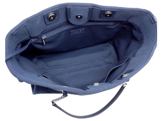 Chanel Deauville MM Schultertasche Marineblau - Ansicht 6