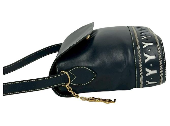 Borsa a tracolla in pelle blu navy Yves Saint Laurent - vista 5