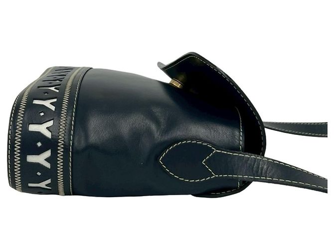 Borsa a tracolla in pelle blu navy Yves Saint Laurent - vista 6