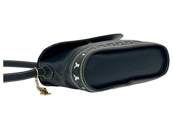 Borsa a tracolla in pelle blu navy Yves Saint Laurent - vista 7