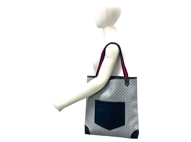 Borsa Tote Gucci Old Sherry Line Micro GG Logo Rosso Blu navy - vista 3