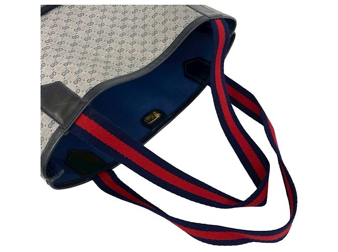 Borsa Tote Gucci Old Sherry Line Micro GG Logo Rosso Blu navy - vista 4