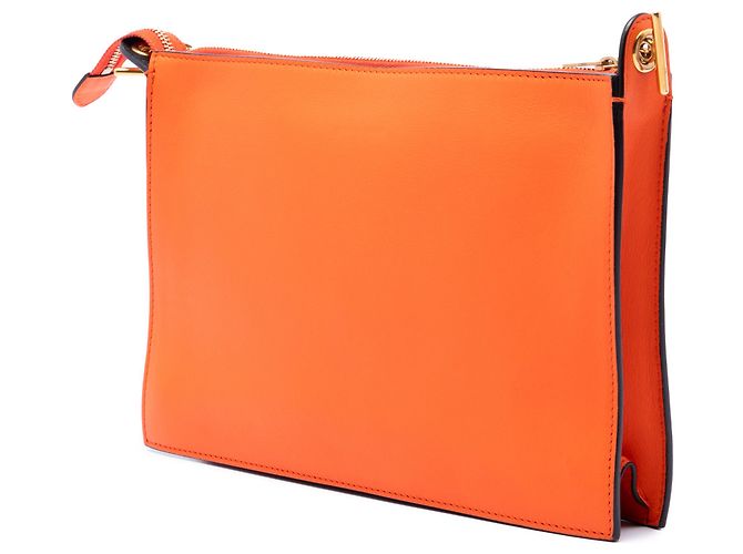 Céline Celine Orange Tricolor Leather Pocket Envelope Zip Crossbody Arancione - vista 2