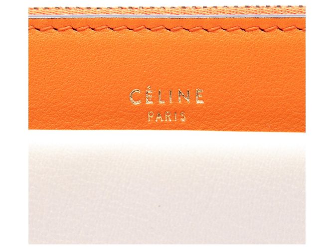 Céline Celine Orange Tricolor Leather Pocket Envelope Zip Crossbody Arancione - vista 5