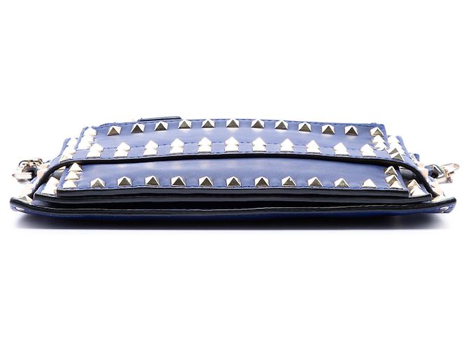 Borsa a tracolla Valentino in pelle blu Rockstud con tripla zip Blu navy - vista 3