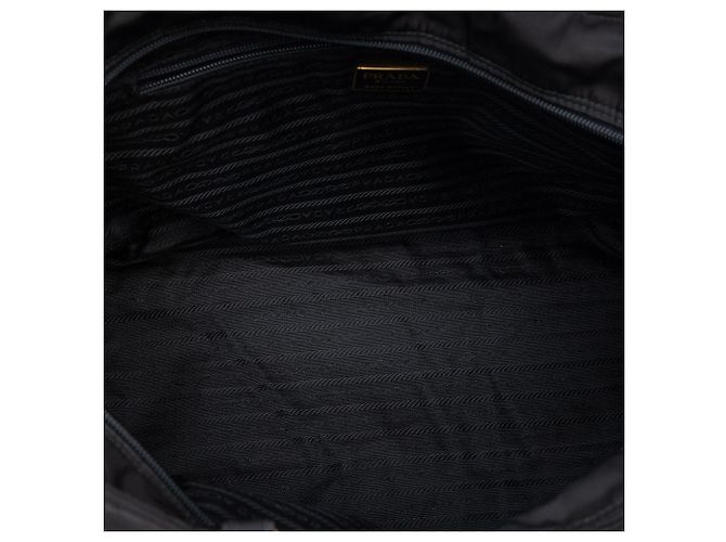 Prada Black Tessuto Tote mit Perlenhenkel Schwarz - Ansicht 4