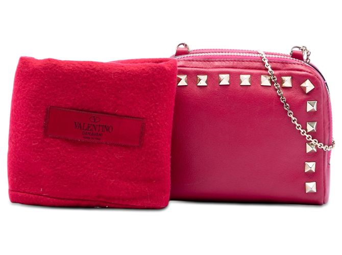 Bolso bandolera Valentino Pink Leather Rockstud Double Zip Chain Rosa - vista 7