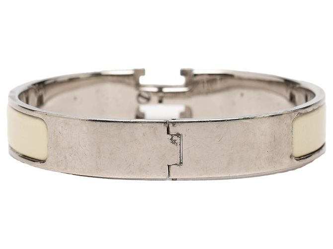 Bracciale Hermès Clic H in smalto bianco stretto PM Crudo - vista 3