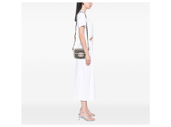 Gucci Beige Small GG Supreme Web Horsebit 1955 Crossbody - vista 5